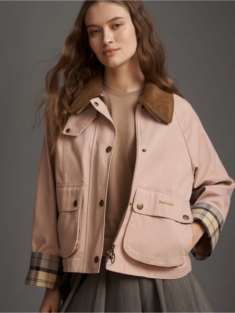 NWT Barbour Beadnell Crop Jacket pink